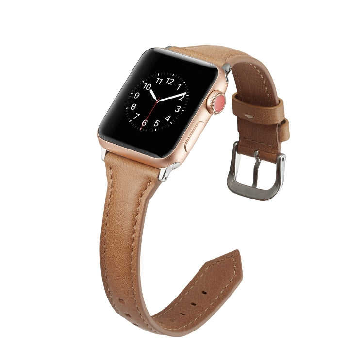 Skorter | For Apple Watch 5/4 44mm & 3/2/1 42mm Thin Leather Watch Strap (Brown)