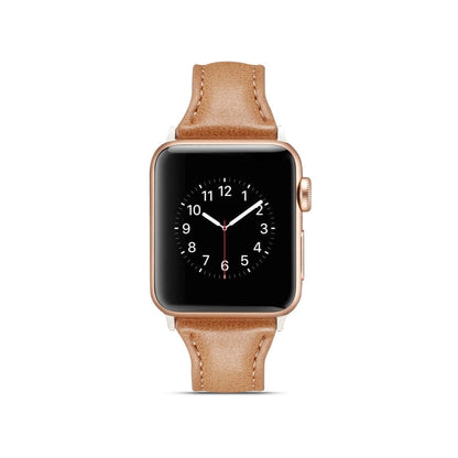 Skorter | For Apple Watch 5/4 44mm & 3/2/1 42mm Thin Leather Watch Strap (Brown)