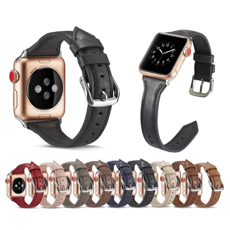 Skorter | For Apple Watch 5/4 44mm & 3/2/1 42mm Slim Leather Band (Gray)