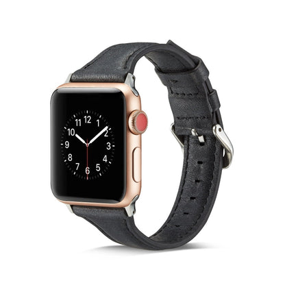 Skorter | For Apple Watch 5/4 40mm & 3/2/1 38mm Thin Leather Watch Band (Black)