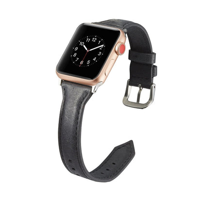 Skorter | For Apple Watch 5/4 40mm & 3/2/1 38mm Thin Leather Watch Band (Black)