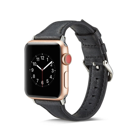 Skorter | For Apple Watch 5/4 40mm & 3/2/1 38mm Thin Leather Watch Band (Black)