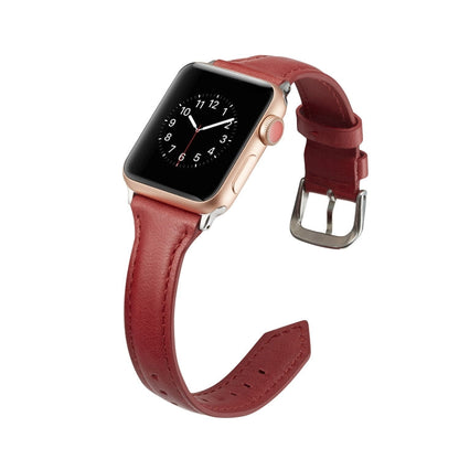 Skorter | For Apple Watch 5/4 40mm & 3/2/1 38mm Thin Leather Watch Band (Red)