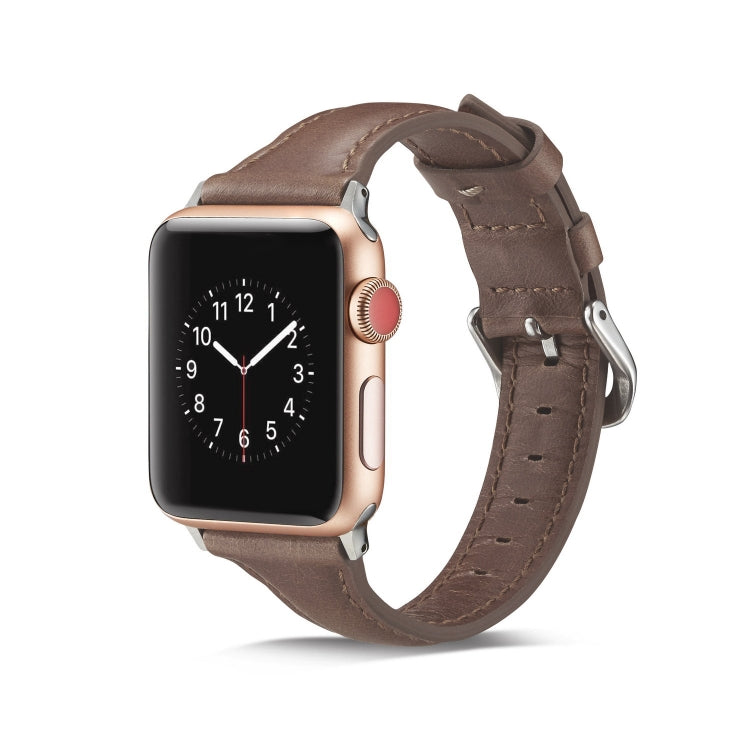 Skorter | For Apple Watch 5/4 40mm and 3/2/1 38mm Thin Leather Band (Coffee)