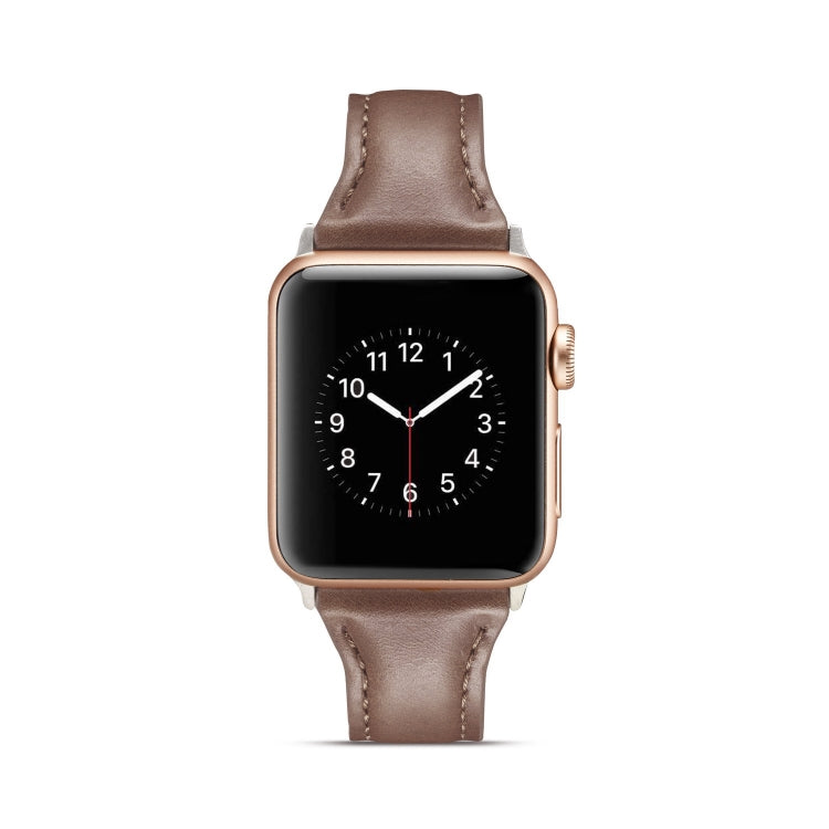 Skorter | For Apple Watch 5/4 40mm and 3/2/1 38mm Thin Leather Band (Coffee)