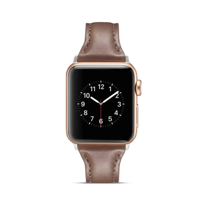 Skorter | For Apple Watch 5/4 40mm and 3/2/1 38mm Thin Leather Band (Coffee)