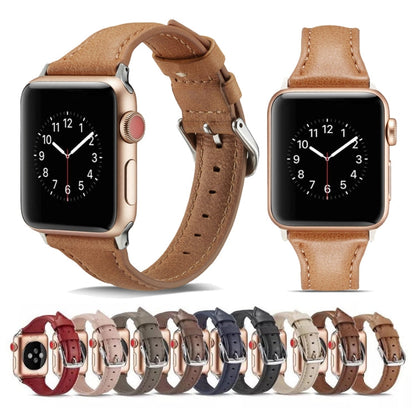 Skorter | For Apple Watch 5/4 40mm & 3/2/1 38mm Thin Leather Watch Band (Red)