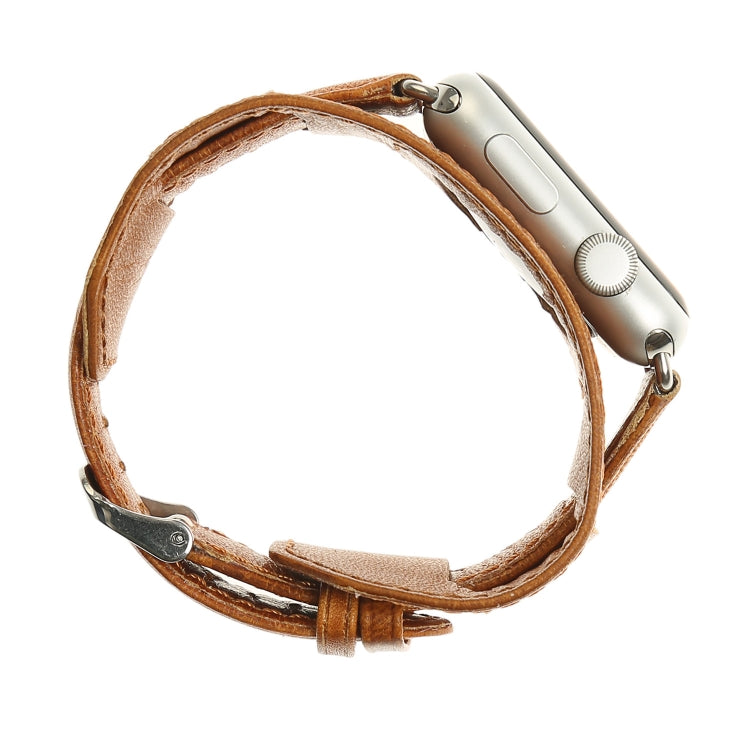Skorter | For Apple Watch 5 & 4 40mm / 3 & 2 & 1 38mm Crazy Horse Texture Band Watch Strap (Light Brown)