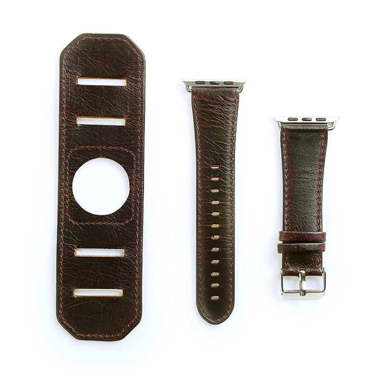 Skorter | For Apple Watch 5 & 4 40mm / 3 & 2 & 1 38mm Crazy Horse Texture Band Watch Strap (Dark Brown)