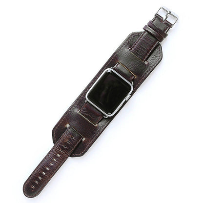 Skorter | For Apple Watch 5 & 4 40mm / 3 & 2 & 1 38mm Crazy Horse Texture Band Watch Strap (Dark Brown)
