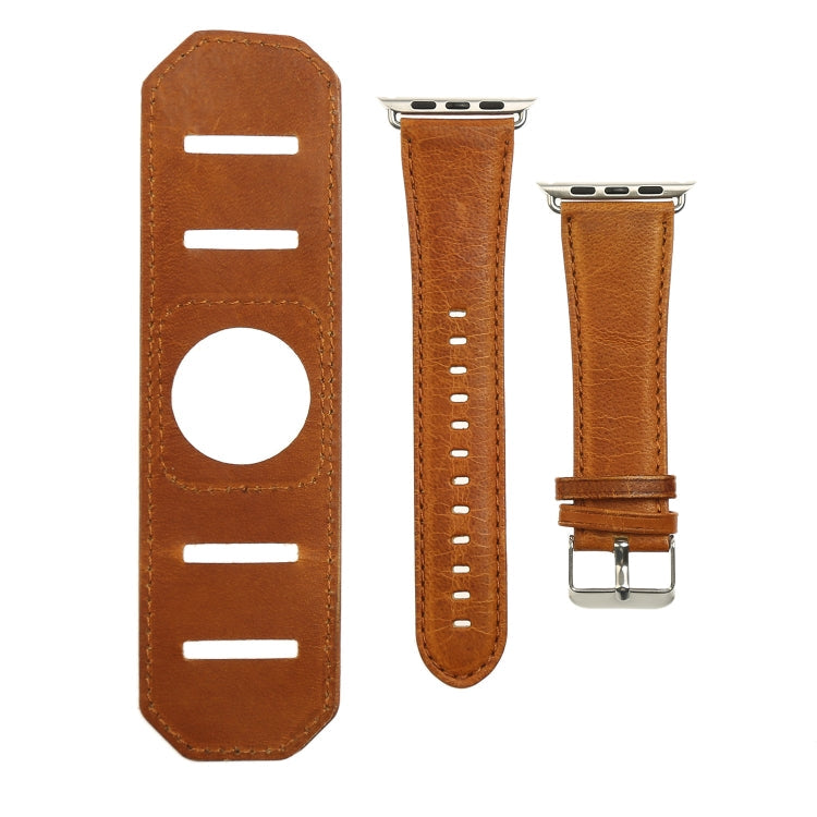 Skorter | For Apple Watch 5 & 4 44mm / 3 & 2 & 1 42mm Strap with crazy horsehide texture (Light Brown)