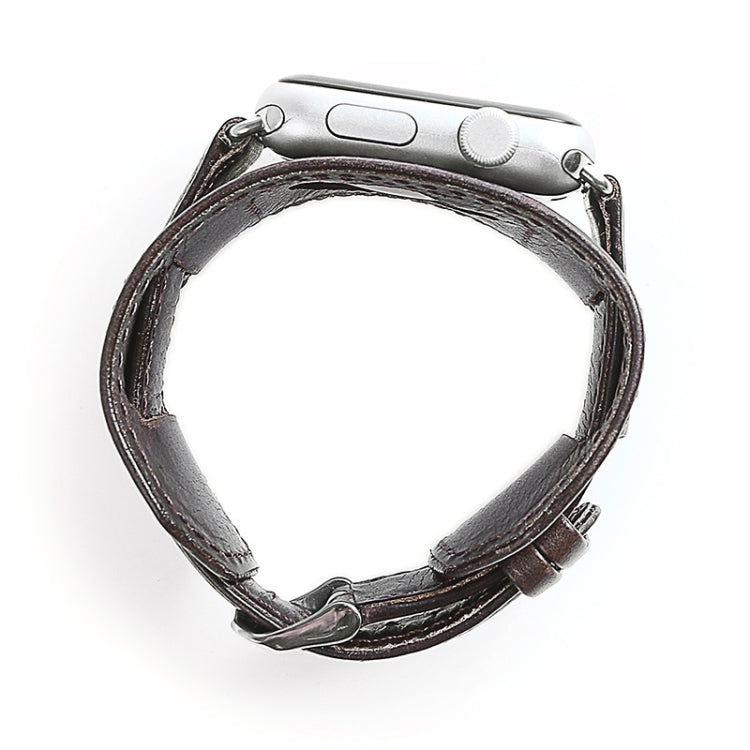 Skorter | For Apple Watch 5 & 4 44mm / 3 & 2 & 1 42mm Crazy Horse Textured Strap Watch Band (Dark Brown)