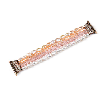 Skorter | For Apple Watch 5 & 4 40mm / 3 & 2 & 1 38mm Pearl-Crystal Watch Band (Pearl + pink Crystal)