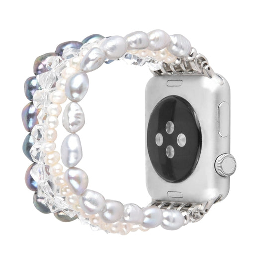 Skorter | For Apple Watch 5 & 4 40mm / 3 & 2 & 1 38mm Pearl Crystal Watch Band (Pearl + White Crystal)