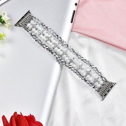 Skorter | For Apple Watch 5 & 4 40mm / 3 & 2 & 1 38mm Pearl Crystal Watch Band (Crystal Porcelain White)
