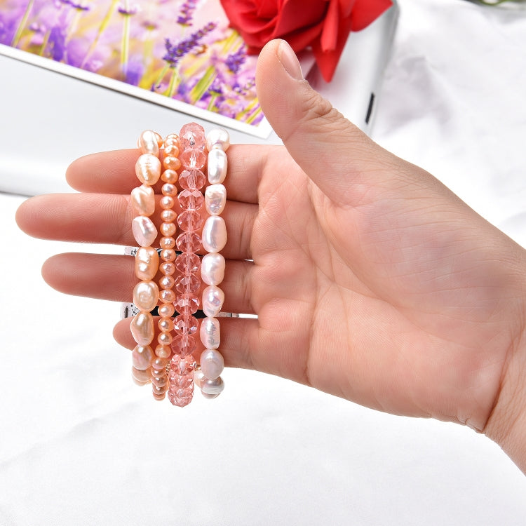 Skorter | For Apple Watch 5 & 4 44mm / 3 & 2 & 1 42mm Pearl Crystal Bracelet (Pearl + Pink Crystal)