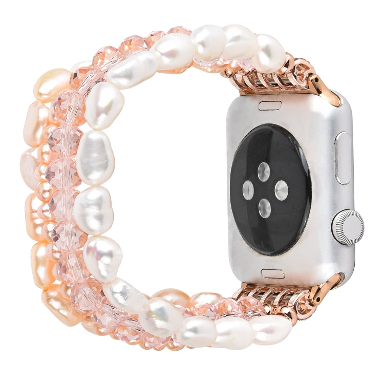 Skorter | For Apple Watch 5 & 4 44mm / 3 & 2 & 1 42mm Pearl Crystal Bracelet (Pearl + Pink Crystal)