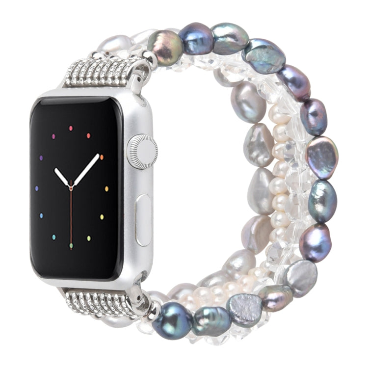 Skorter | For Apple Watch 5 & 4 44mm / 3 & 2 & 1 42mm Pearl crystal watch band (Pearl + white crystal)