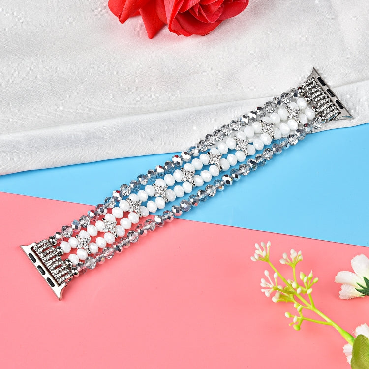 Skorter | For Apple Watch 5 & 4 44mm / 3 & 2 & 1 42mm Pearl Crystal Watch Band (Crystal Porcelain White)