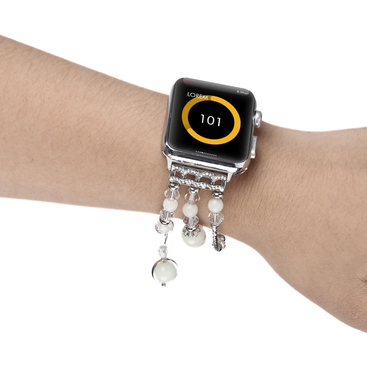 Skorter | For Apple Watch 5 & 4 40mm / 3 & 2 & 1 38mm Luminous Agate Watch Band (Silver)