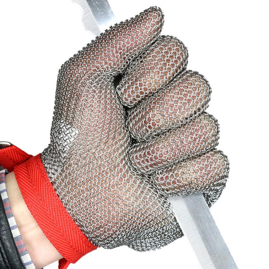 Skorter | 304 Stainless Steel 5 Fingers Steel Ring Anti-cutting Labor Protection Gloves, Size:M