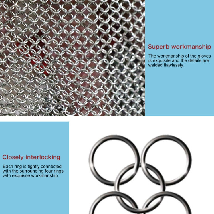 Skorter | 304 Stainless Steel 5 Fingers Steel Ring Anti-cutting Labor Protection Gloves, Size:M