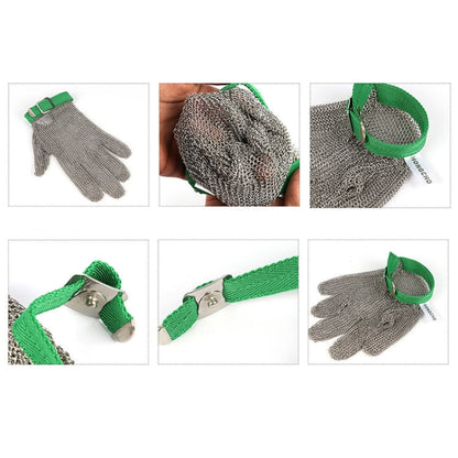 Skorter | 304 Stainless Steel 5 Fingers Steel Ring Anti-cutting Labor Protection Gloves, Size:M