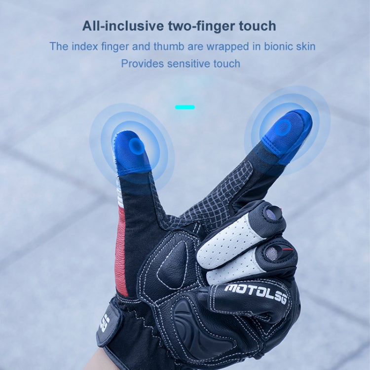 Skorter | One Pair Genuine Leather Motorcycle Gloves with Carbon Fiber Hard Knuckle Touch Screen, Size:L(Black)