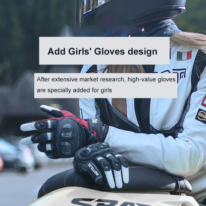 Skorter | One Pair Genuine Leather Motorcycle Gloves with Carbon Fiber Hard Knuckle Touch Screen, Size:XL(Black)