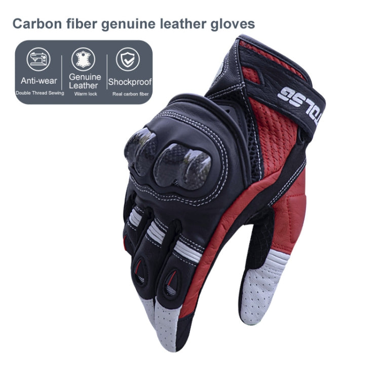 Skorter | One Pair Genuine Leather Motorcycle Gloves with Carbon Fiber Hard Knuckle Touch Screen, Size:XXL(Black)