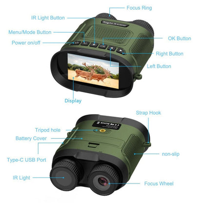 Skorter | DT29 3 inch IPS Screen Binoculars Digital Binoculars Night Vision(Green)