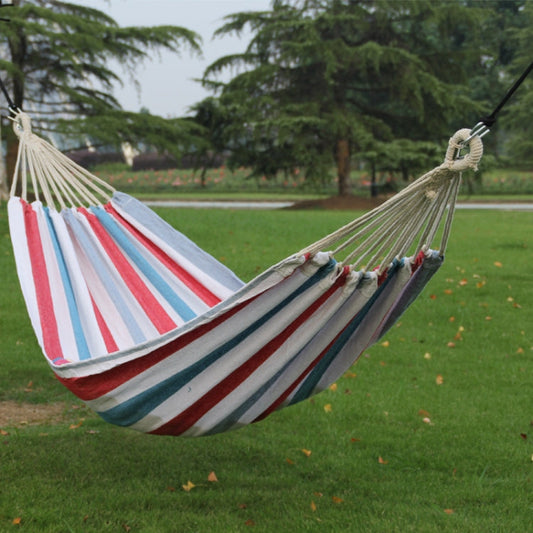 Skorter | Outdoor Double Thickened Canvas Hammock Indoor Swing, Size:200x100cm(Red White Stripe)