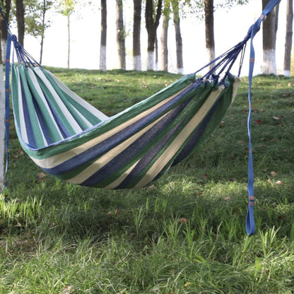 Skorter | Outdoor Double Thickened Canvas Hammock Indoor Swing, Size:200x100cm(Blue Green White Stripe)