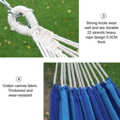 Skorter | Outdoor Double Thickened Canvas Hammock Indoor Swing, Size:200x100cm(Red White Stripe)