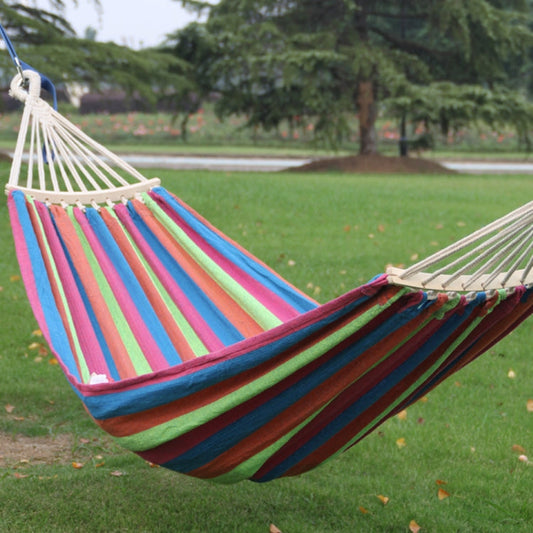 Skorter | Outdoor Double Thickened Canvas Hammock Indoor Swing with Detachable Curved Rod, Size:200x100cm(Colorful)