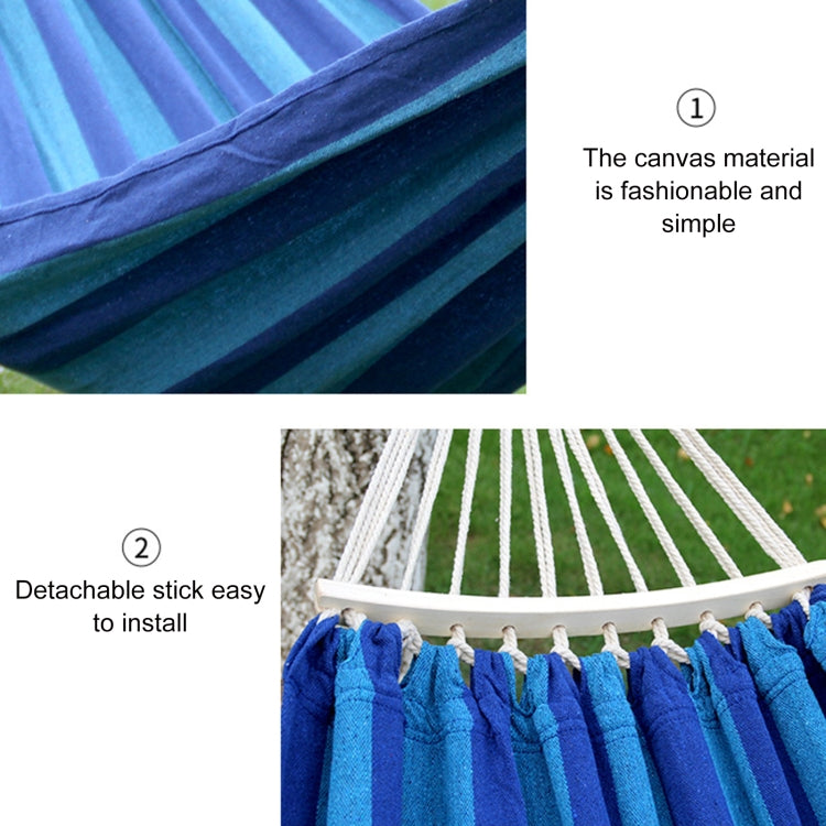 Skorter | Outdoor Double Thickened Canvas Hammock Indoor Swing with Detachable Curved Rod, Size:200x100cm(Red White Stripe)
