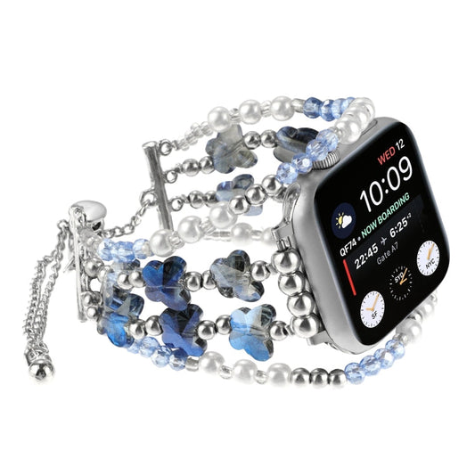 Skorter | For Apple Watch SE 2023 44mm Butterfly Chain Bracelet Metal Watch Band (Blue)