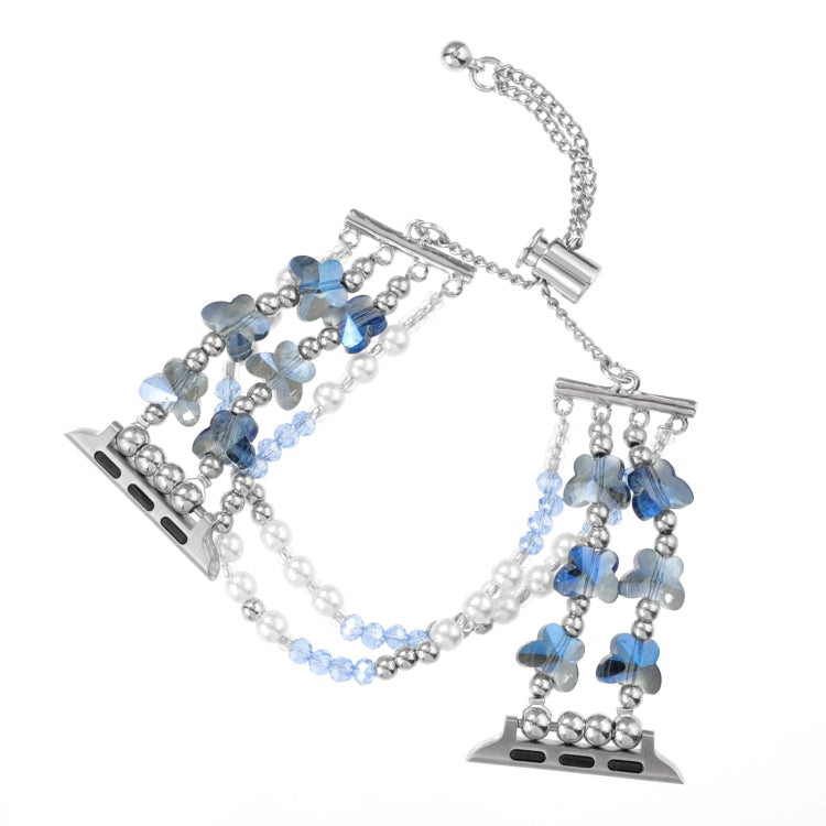 Skorter | For Apple Watch SE 2023 44mm Butterfly Chain Bracelet Metal Watch Band (Blue)