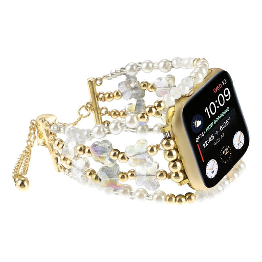 Skorter | For Apple Watch 42mm Butterfly Chain Bracelet Metal Watch Band (Transparent Gold)