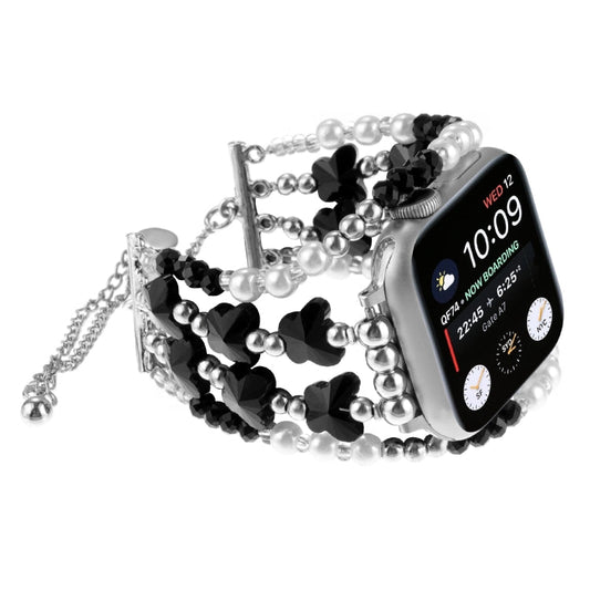 Skorter | For Apple Watch 38mm Butterfly Chain Bracelet Metal Watch Band (Black)