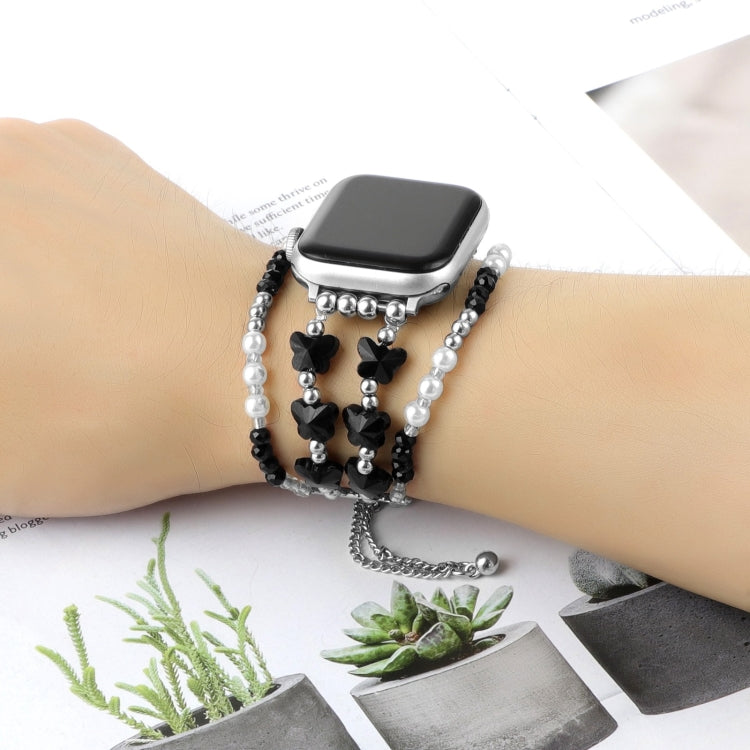 Skorter | For Apple Watch 38mm Butterfly Chain Bracelet Metal Watch Band (Black)