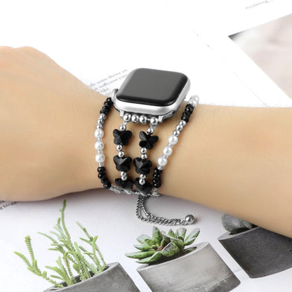 Skorter | For Apple Watch 38mm Butterfly Chain Bracelet Metal Watch Band (Black)
