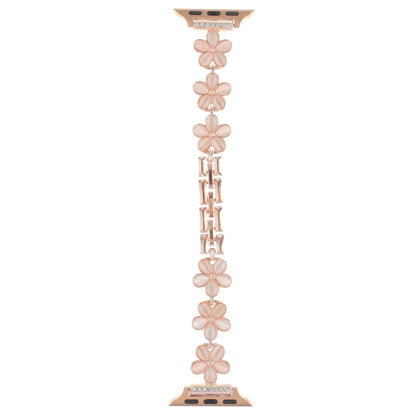 Skorter | For Apple Watch SE 2023 44mm 5-petal Flower Zinc Alloy Chain Watch Band (Rose Gold)
