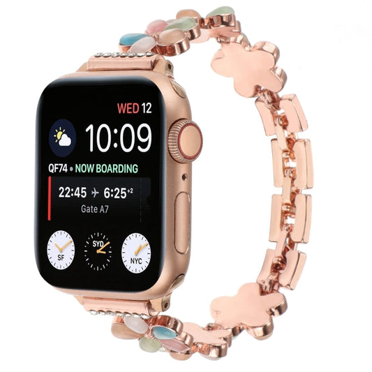 Skorter | For Apple Watch SE 2023 44mm 5-petal Flower Zinc Alloy Chain Watch Band (Rose Gold Multi)