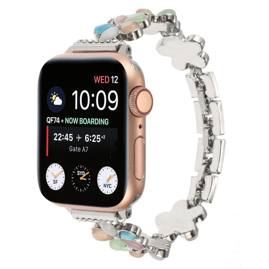 Skorter | For Apple Watch SE 2023 40mm 5-petaled Flower Zinc Alloy Chain Watch Band (Silver Colorful)