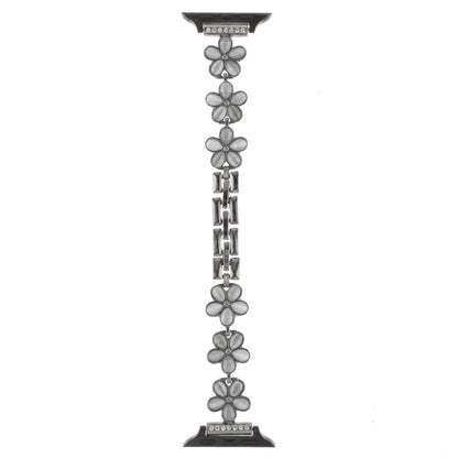 Skorter | For Apple Watch Series 8 45mm 5-petal Flower Zinc Alloy Chain Bracelet (Black)