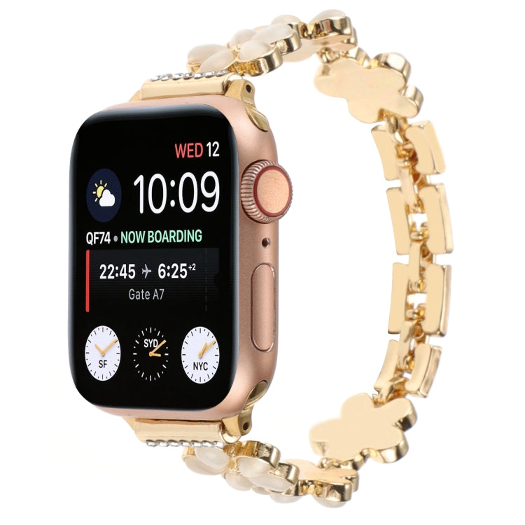 Skorter | For Apple Watch SE 2022 44mm 5-petal Flower Zinc Alloy Chain Bracelet (Gold)