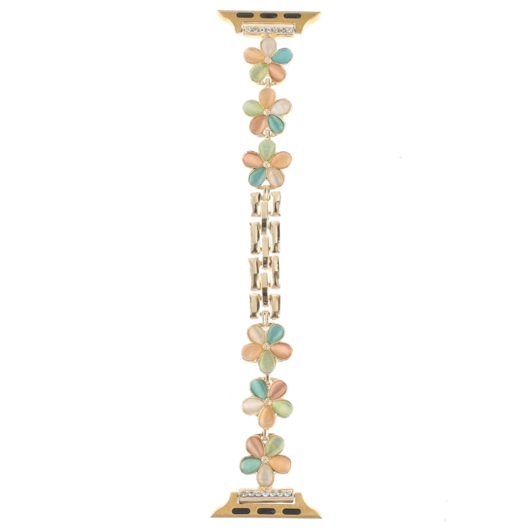 Skorter | For Apple Watch SE 2022 44mm 5-petal Flower Zinc Alloy Chain Watch Band (Gold Colored)