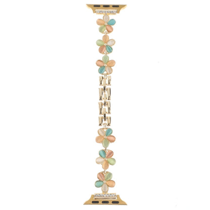 Skorter | For Apple Watch SE 2022 44mm 5-petal Flower Zinc Alloy Chain Watch Band (Gold Colored)