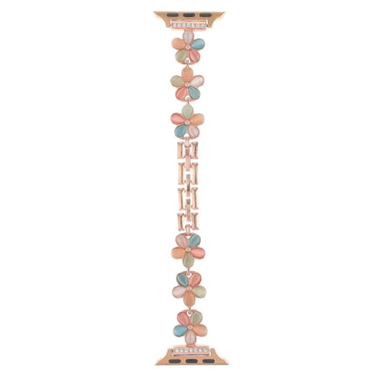 Skorter | For Apple Watch SE 2022 44mm 5-petal Flower Zinc Alloy Chain Bracelet (Rose Gold Colorful)